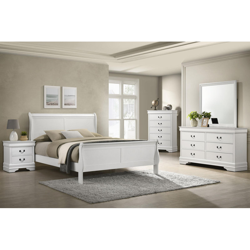 Ensemble de chambre à coucher 5 pièces, Grand, Blanc