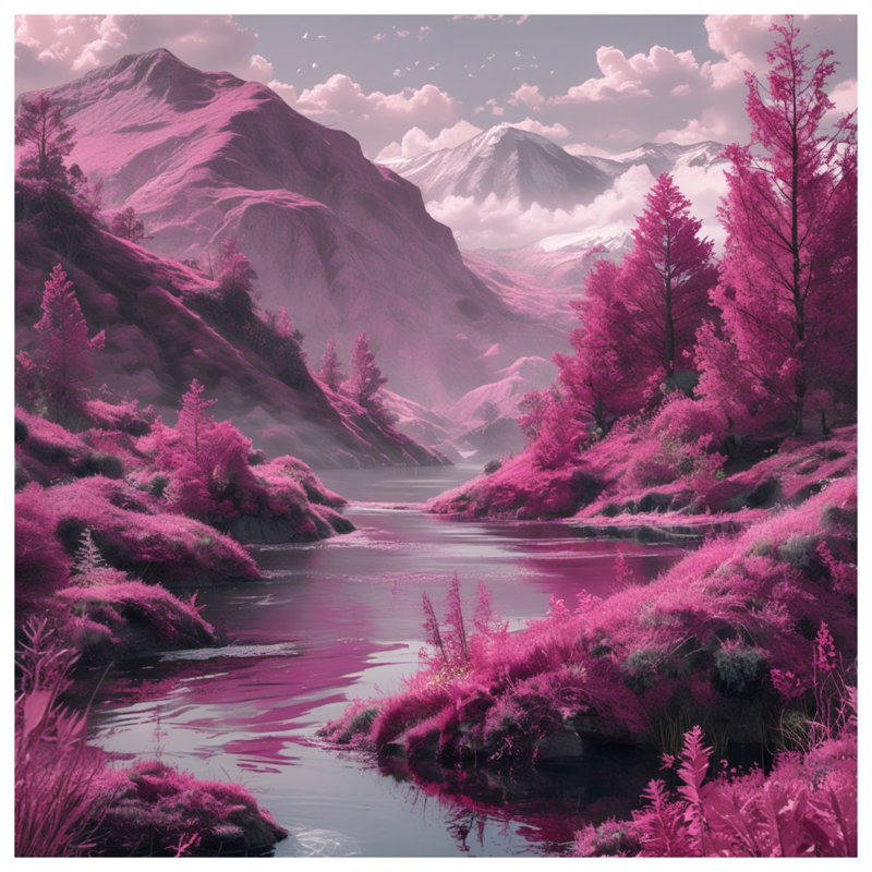 Édredon Pink Mountain Landscape, Simple extra long