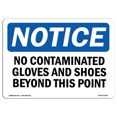 Avis de l'OSHA - Aucun signe de gants et de chaussures au-delà de ce point