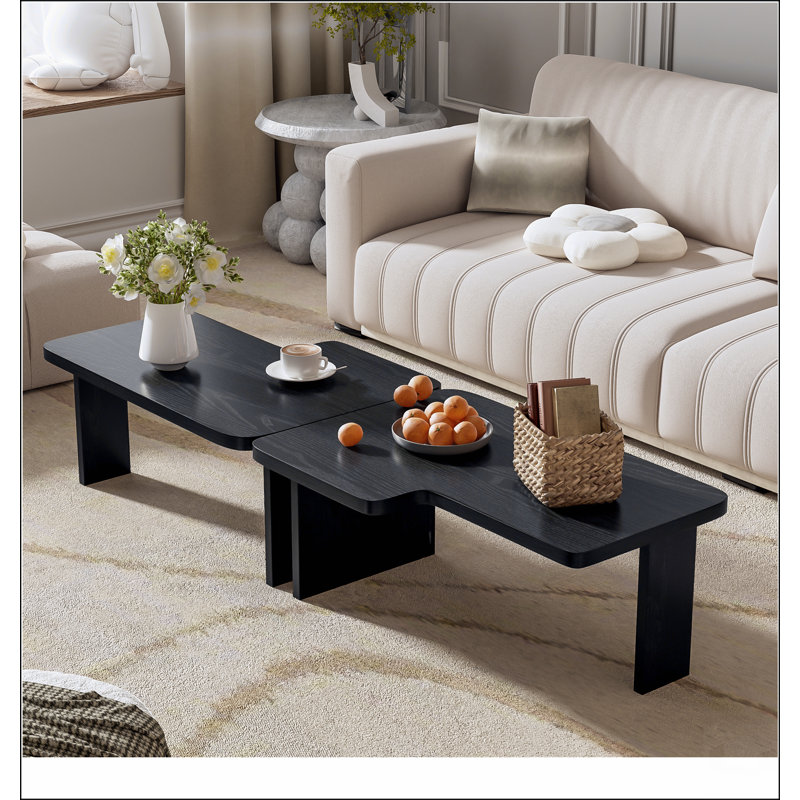 Ensemble de tables basses modernes U-Can, table basse rectangulaire avec design épissé, table de combinaison multifonctionnelle pour le salon