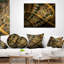 Dark Green Gold Fractal Flower - Abstract Printed Pillow