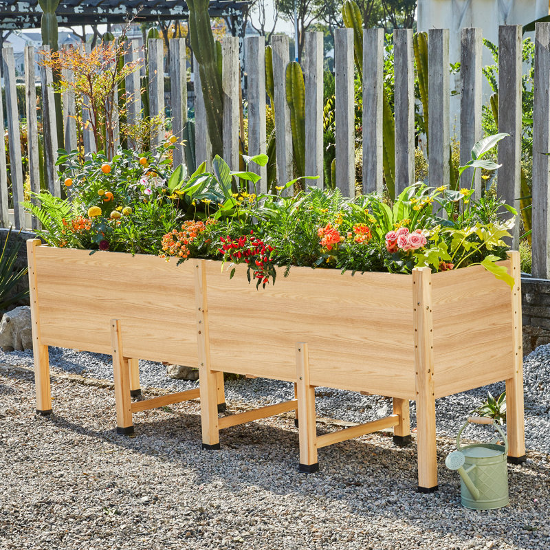 Jardinière surélevée de 2,13 m x 0,61 m avec pieds, profondeur de 40,6 cm, idéale pour les légumes, les fleurs et les herbes aromatiques.