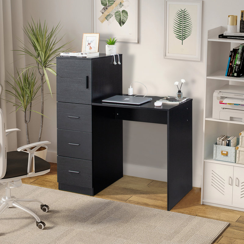 Lilliam Computer Table and Chair Set, Black