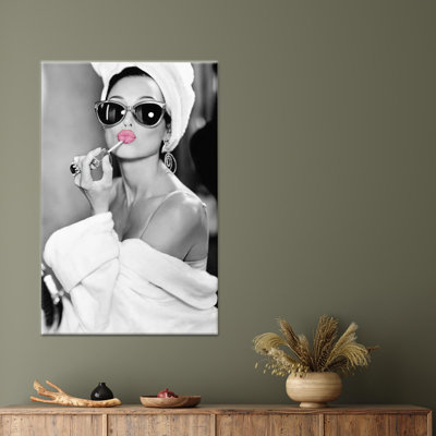 Audrey Hepburn, reproduction d'art sur toile, toile imprimée blanche 1P