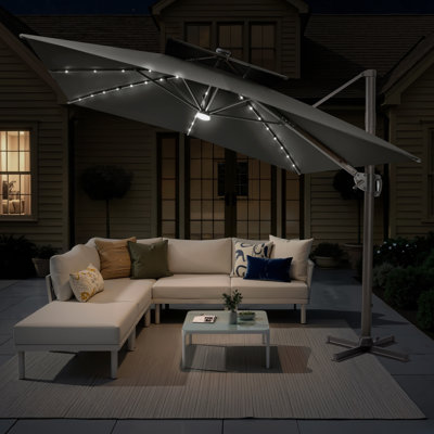 141'×104' Solar Led Lights Cantilever Umbrella without Weighted Base