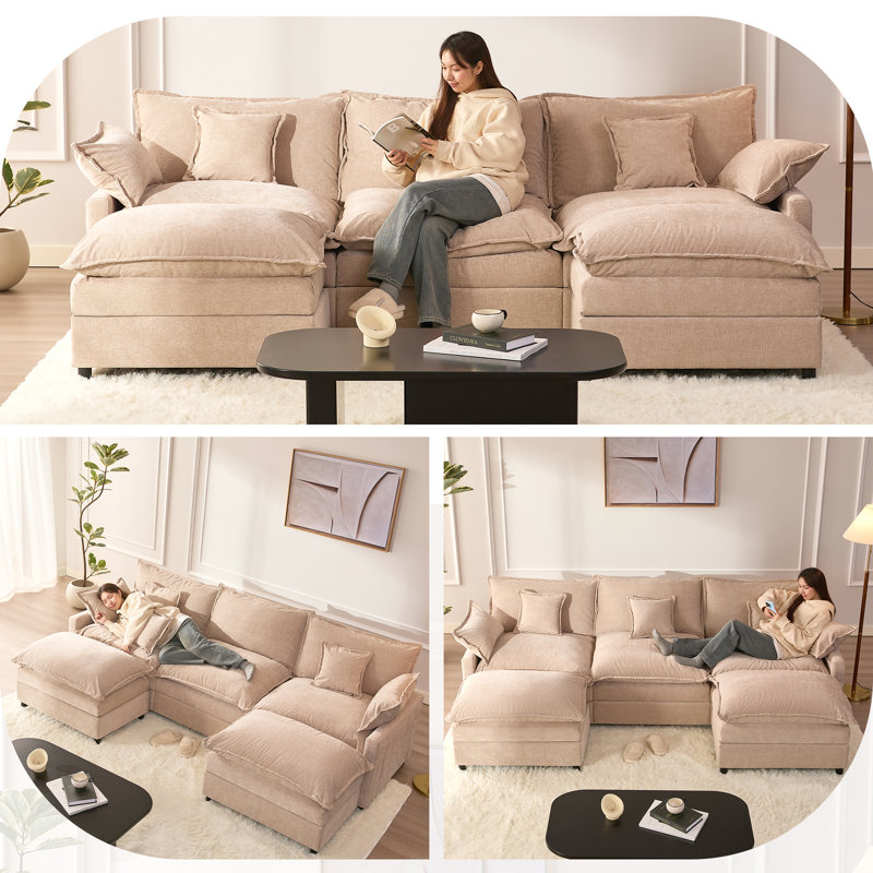 3 Seater Sofa, Chenille, Flat White