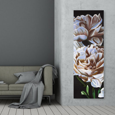 Pivoines - Toile beige pour salle de bain | Décoration intérieure élégante