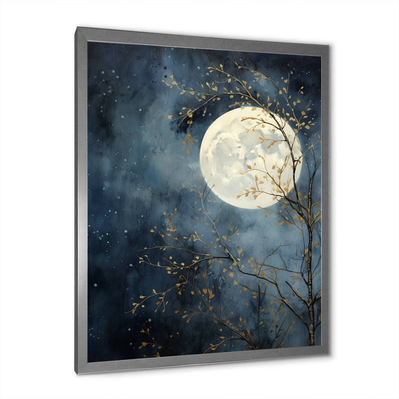 Magical Forest Moons Melody III sur toile, H 32 po x l 16 po x P 1 po, Cadre simple argenté
