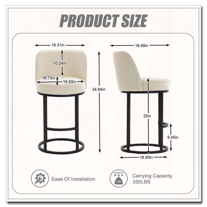 Counter Height Bar Stools Set, Beige