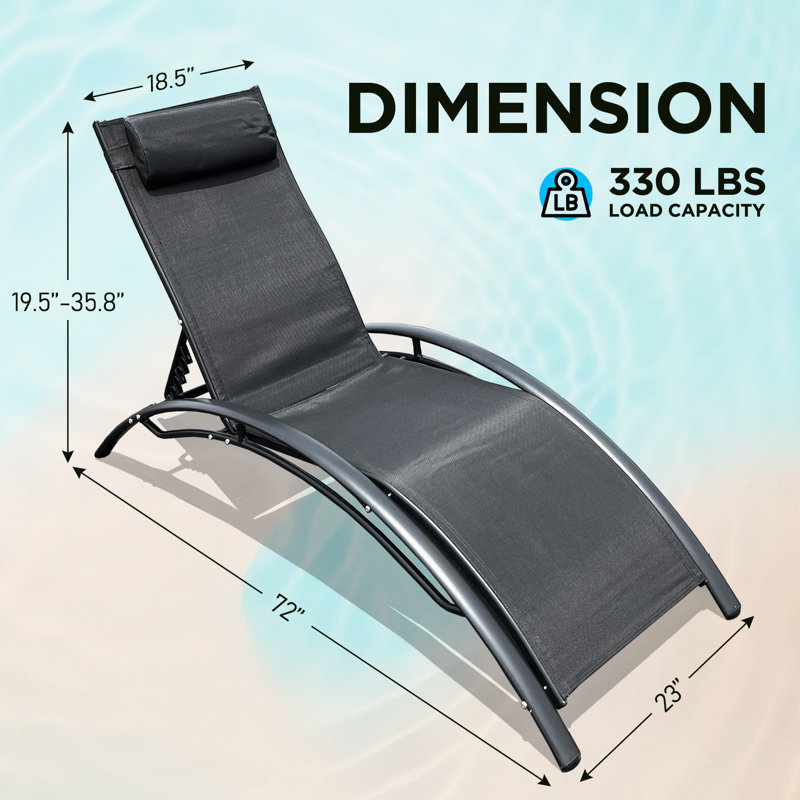 Fauteuil inclinable pour l'extérieur, Noir, Noir
