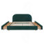 Base de lit tapissier grand format de style moderne et minimaliste - tissu à fils circulaires, tête de lit haute incurvée, support de pieds robuste et rangement à roulettes, matelas non inclus-209247894-209247914