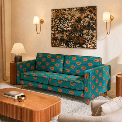 Causeuse rembourrée 61 po avec tissu en velours et coussins amovibles pour le salon
