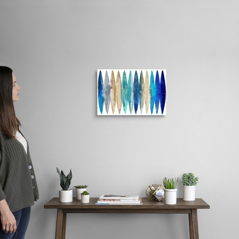 Reproduction d’art sur toile abstraite planches de surf bleu clair par David Moore, Toile tendue