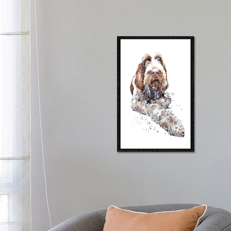 Spinone II - Painting on Canvas, 66.04 cm H x 45.72 cm W, Black Framed