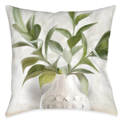 Potted Ferns Branches Floral Outdoor Throw Pillow