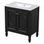 Meuble-lavabo de 30 po avec lavabo, deux portes avec tablette, charnières de porte à fermeture en douceur, style rétro-248203066