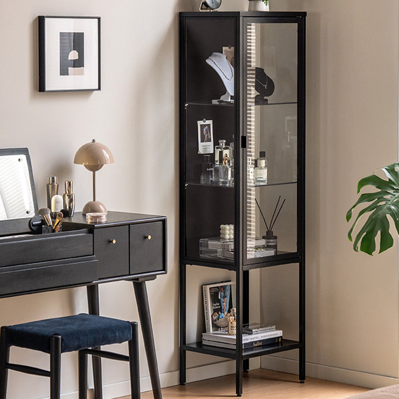 Verre trempé noir + vitrines en acier au carbone
