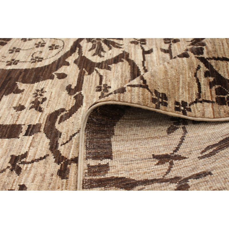 Tapis unique en laine nouée à la main de style nouvel âge de 18 pi et de 6 pi x 9 pi brun clair Pako