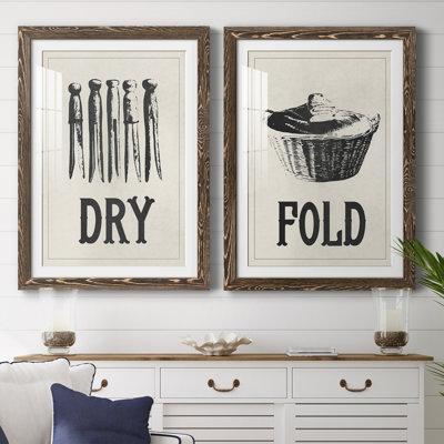 Cadre rétro Vintage Laundry II de qualité supérieure - prêt à accrocher
