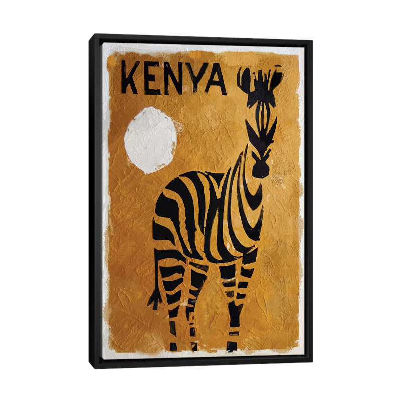 «Kenya», impression sur toile, H 26 po x l 18 po x P 1,5 po, Toile avec cadre noir, Pas de tapis