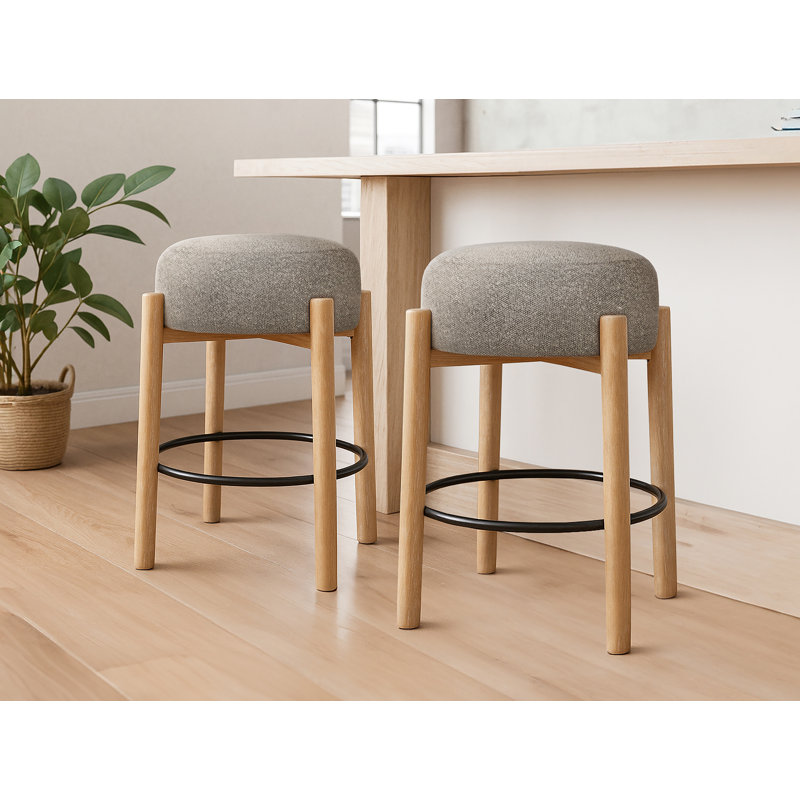 Tabouret Natalia en tissu bouclé, Gris, Tabouret de bar (siège d’une hauteur de 30 po)