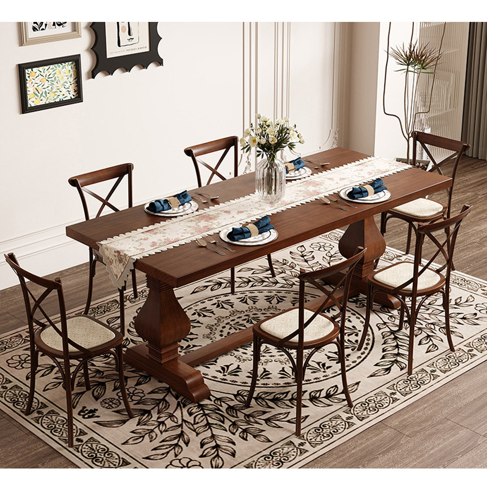 Waagy American style country solid wood dining table set - Wayfair Canada