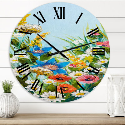 Nature morte aux fleurs sauvages colorées I - Horloge murale traditionnelle