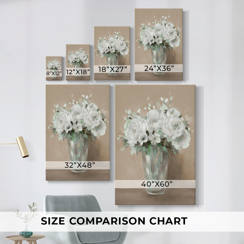 Fleurs blanches - Cavas enveloppés de galerie, H 18 po x l 12 po