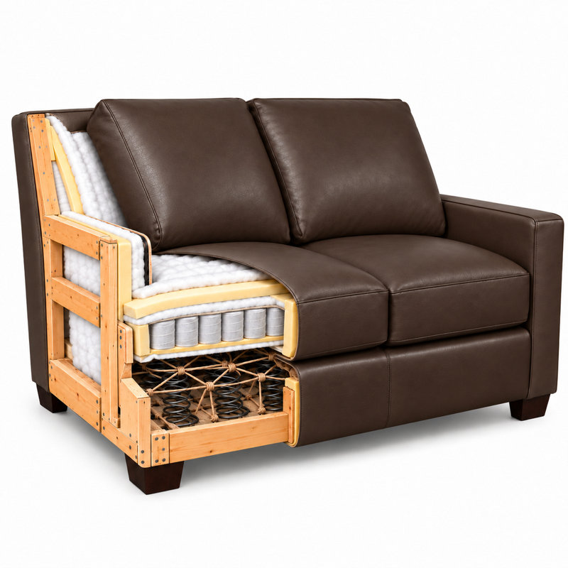 Causeuse 100% cuir Haven, H 37 po x l 60 po x P 40 po, Canyon Brown