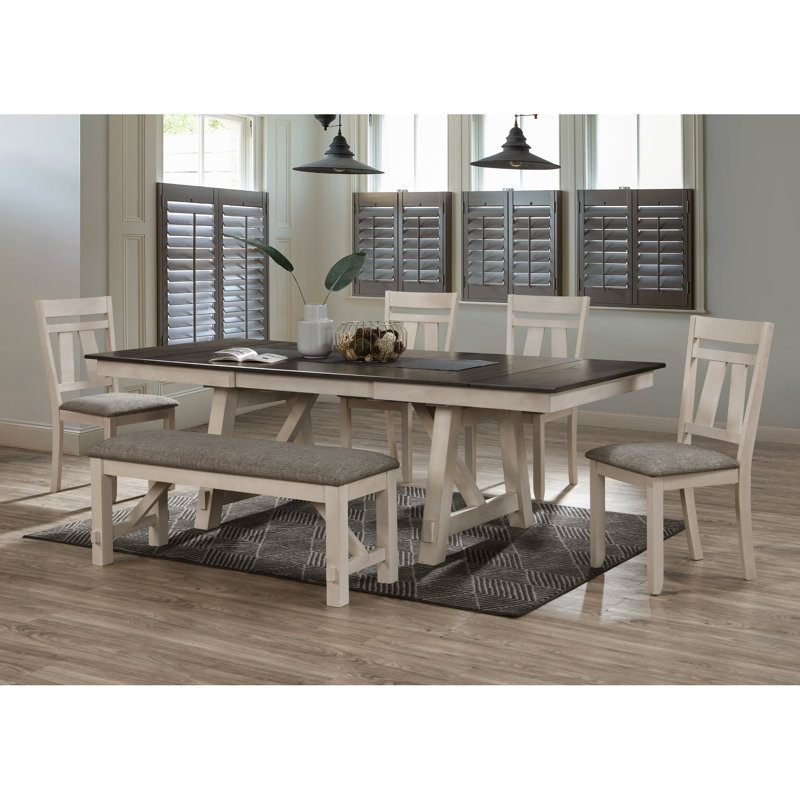 Upholstered Bench In Transitional Style With Chalk Gray Finish, Solid Wood, Square Legs, 76Mm Thick Cushion For Bedroom And Dining Cottage Gray, Seat Room