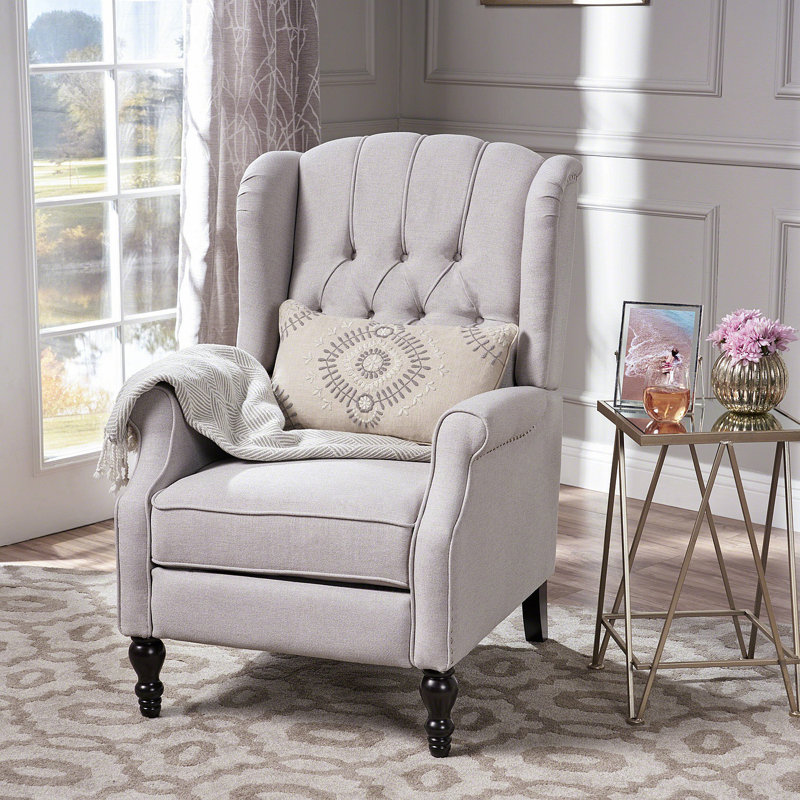 Fauteuil inclinable en tissu capitonné gris clair, Gris clair