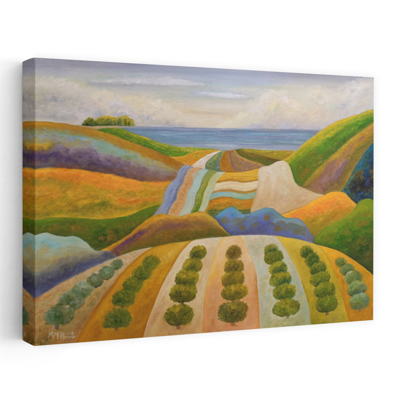 Vibrant Coastal Farmlands by Angeles M. Pomata - Wrapped Canvas Print, 101.6 cm H x 152.4 cm W