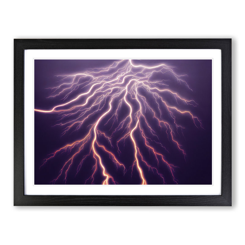 Enticing Lightning Bolts Vol.3 - Single Picture Frame Print, 46cm H x 64cm W x 2cm D, Black 