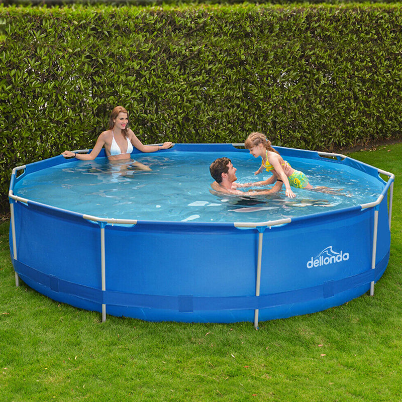Plastic Round Frame Set Pool 76cm H x 360cm W x 360cm L , with Pump Included