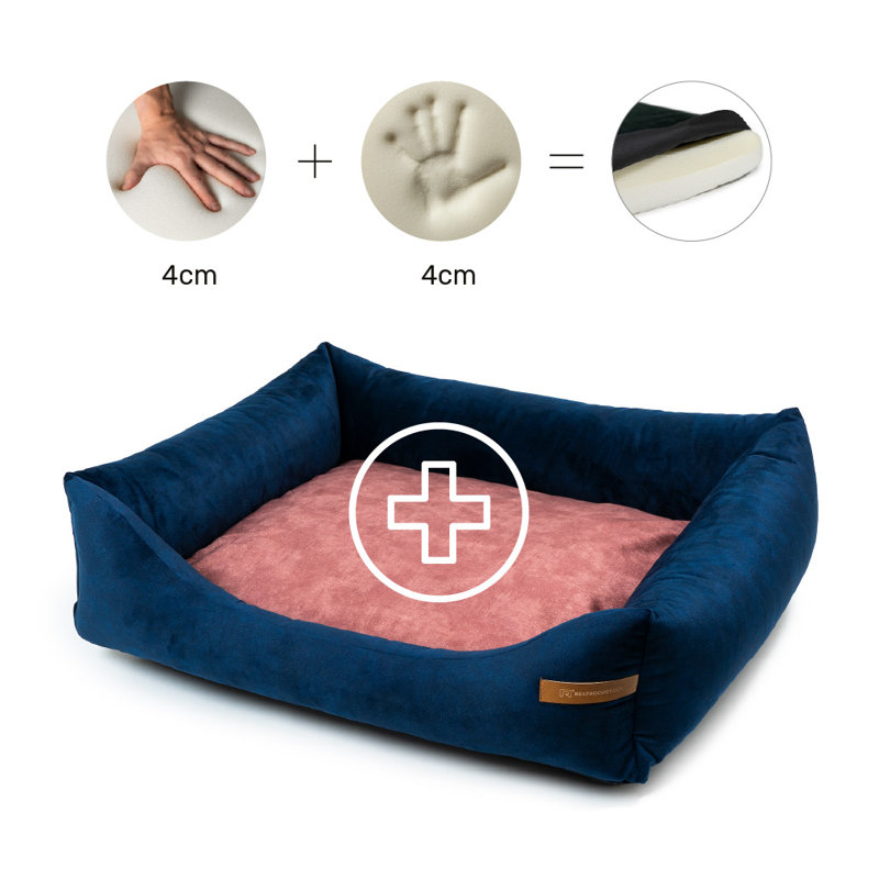 Orthopedic Polyester Pet Bed, 20cm H x 85cm W x 105cm D, Dark Blue/Blue