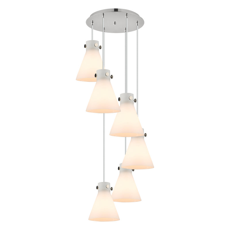 Luminaire suspendu 6 lumières Amrith, Transparent, Nickel poli