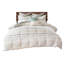 Édredon double / grand en coton / gris avec bordure à pampille élégante, imprimé blanc et gris-124544230-124544229