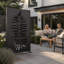 Modern Galvanized Metal Outdoor Privacy Screen, 72" H x 46" W Freestanding Decorative Fence Panel with Stable Base for Patio, Deck, Balcony, Backyard & Garden