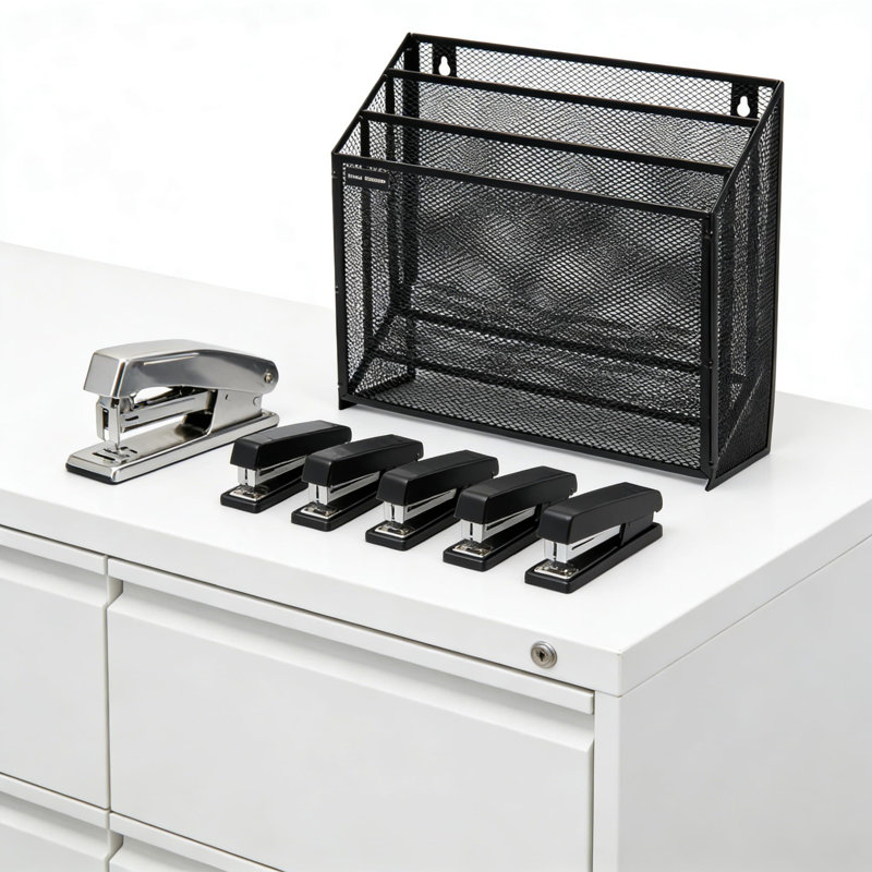 Organisateur de dossiers vertical en métal avec 3 niveaux - rangement de bureau ou mural pour bureau, maison ou cuisine