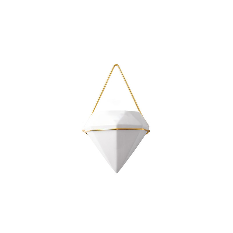 Lundell Diamond Wall Hanging Planter Decorative Container, 30cm H x 20cm W x 12cm D, Gold