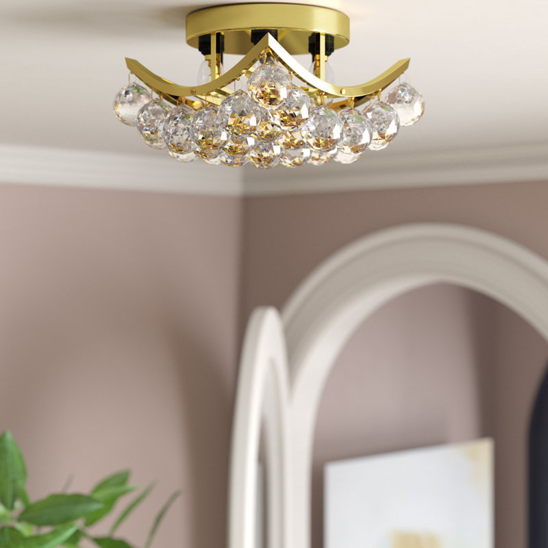 Plafonnier semi-encastré 10 po à 4 lumières Eustacio, Doré clair