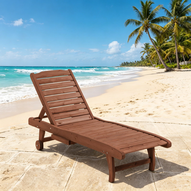 182cm Long Single Chaise, Red Brown