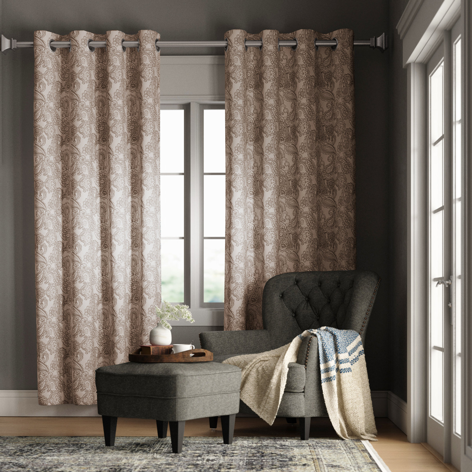 Willingford Blackout Curtain Panel Set, Brown, 52"W x 96"L