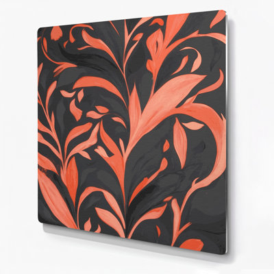 Abstrait floral 51, art mural en métal noir