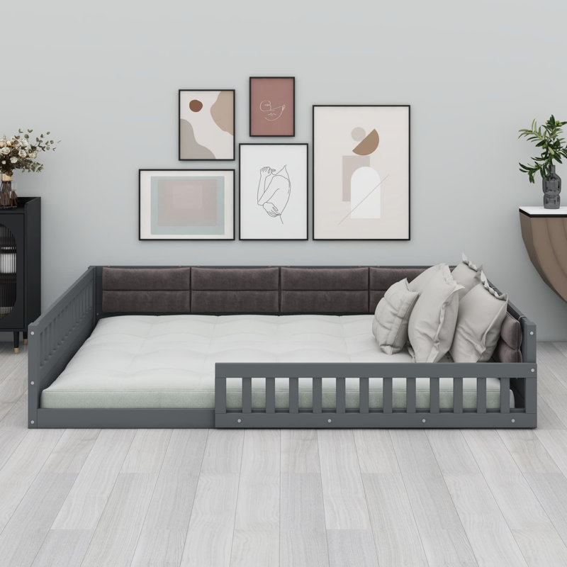 Lit plateforme tapissier Jayzen, gris
