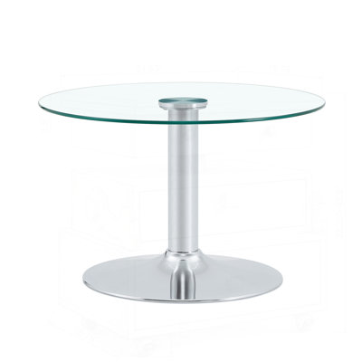 27.5-Inch Tempered Glass Coffee Table with Silver Metal Base, Durable and Elegant for Modern Living Spaces