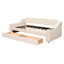 Lit de jour simple beige avec rangement pour accoudoirs et point de charge