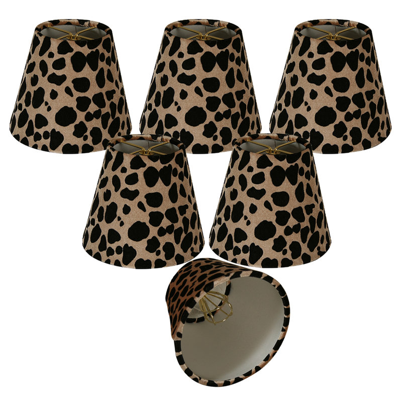 abat-jour en fausse fourrure empire à culot de 4,5 po (attache) en beige/noir