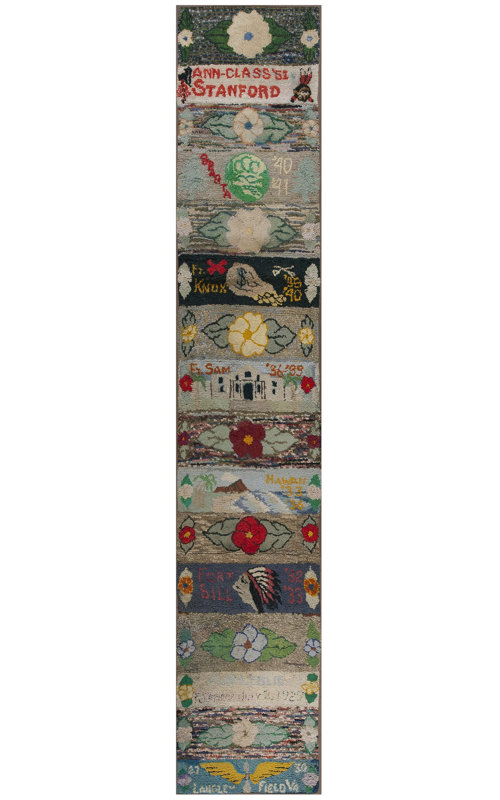 Antique American Hooked Rug Hallway Runner Wool Gray
