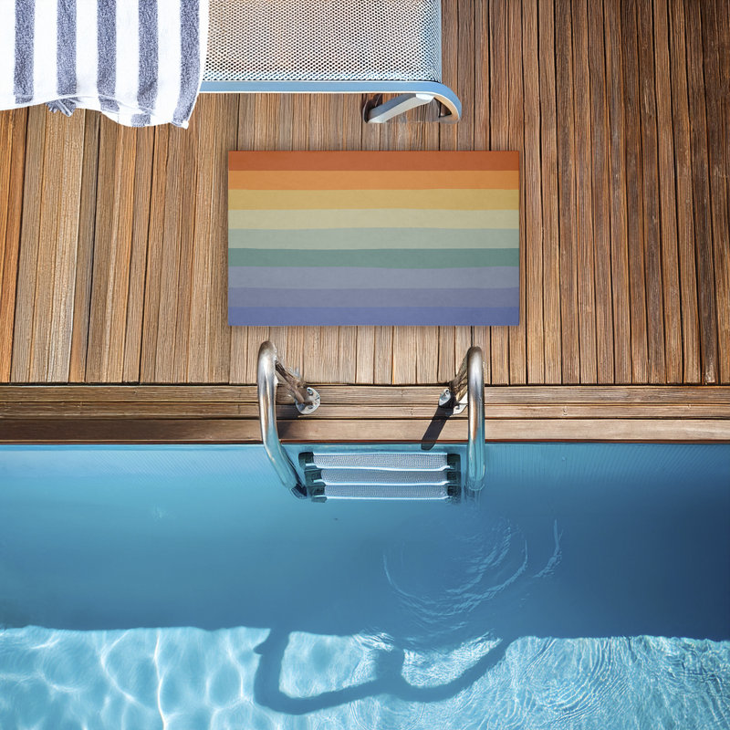 Tapis d'extérieur Rainbow Stripes, 18 po x 30 po, imprimé par Darlene Seale, Dégradé arc-en-ciel